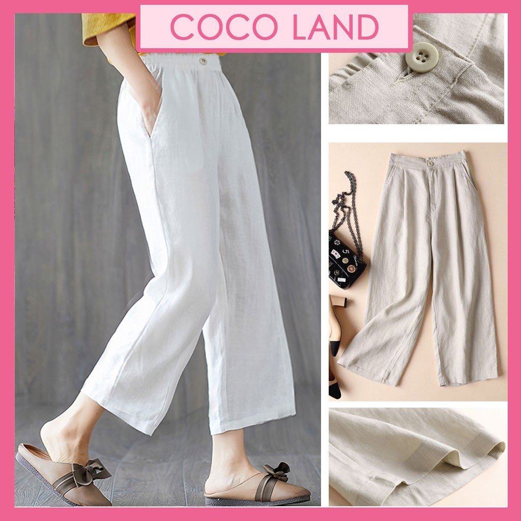 Quần đũi nữ ống rộng, dài - Quần culottes đũi dáng dài ống rộng dáng suông Hot Trend Haint Boutique HB38