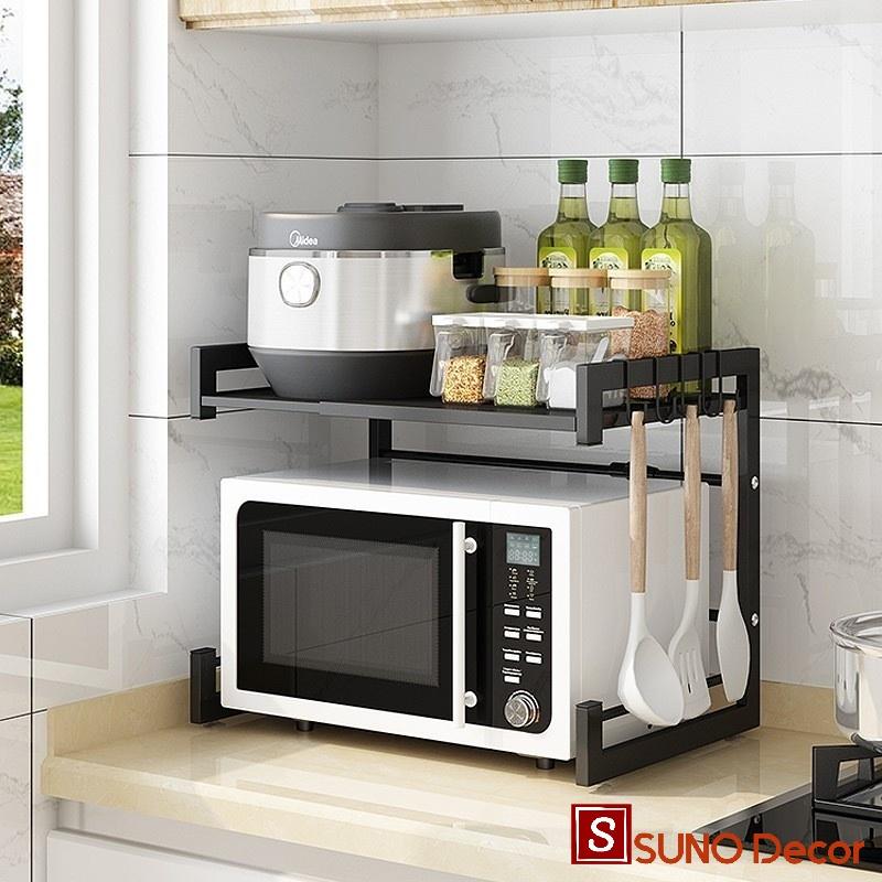 Kệ Để Lò Vi Sóng 2 Tầng Cao Cấp Tự Thay Đổi Kích Thước,Thép Chống Gỉ, Phù Hợp Mọi Loại Lò Vi Sóng