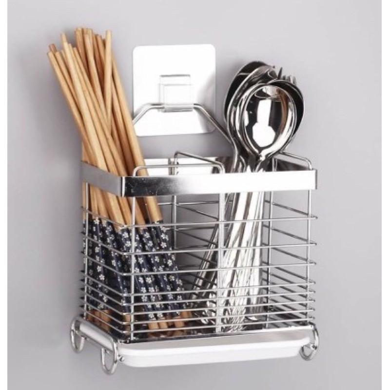 Ống đũa inox 304 đặt bàn có khay nước tặng kèm miếng dán