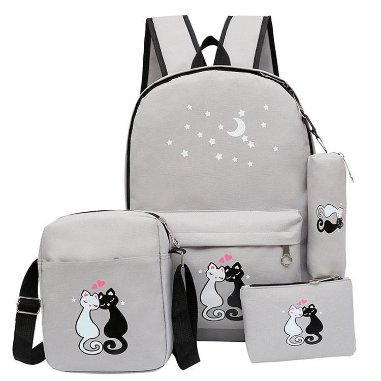 4 Bộ Mèo Trường Ba Lô Trẻ Em Túi Trẻ Em Học Túi Cho Bé Gái Bé Trai Vải Schoolbag Con Bagpack Có Túi Mochila