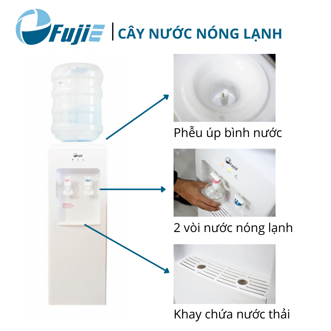 Cây nước nóng lạnh FujiE WD1105E làm lạnh bằng chip điện tử công nghệ Nhật Bản - Hàng chính hãng