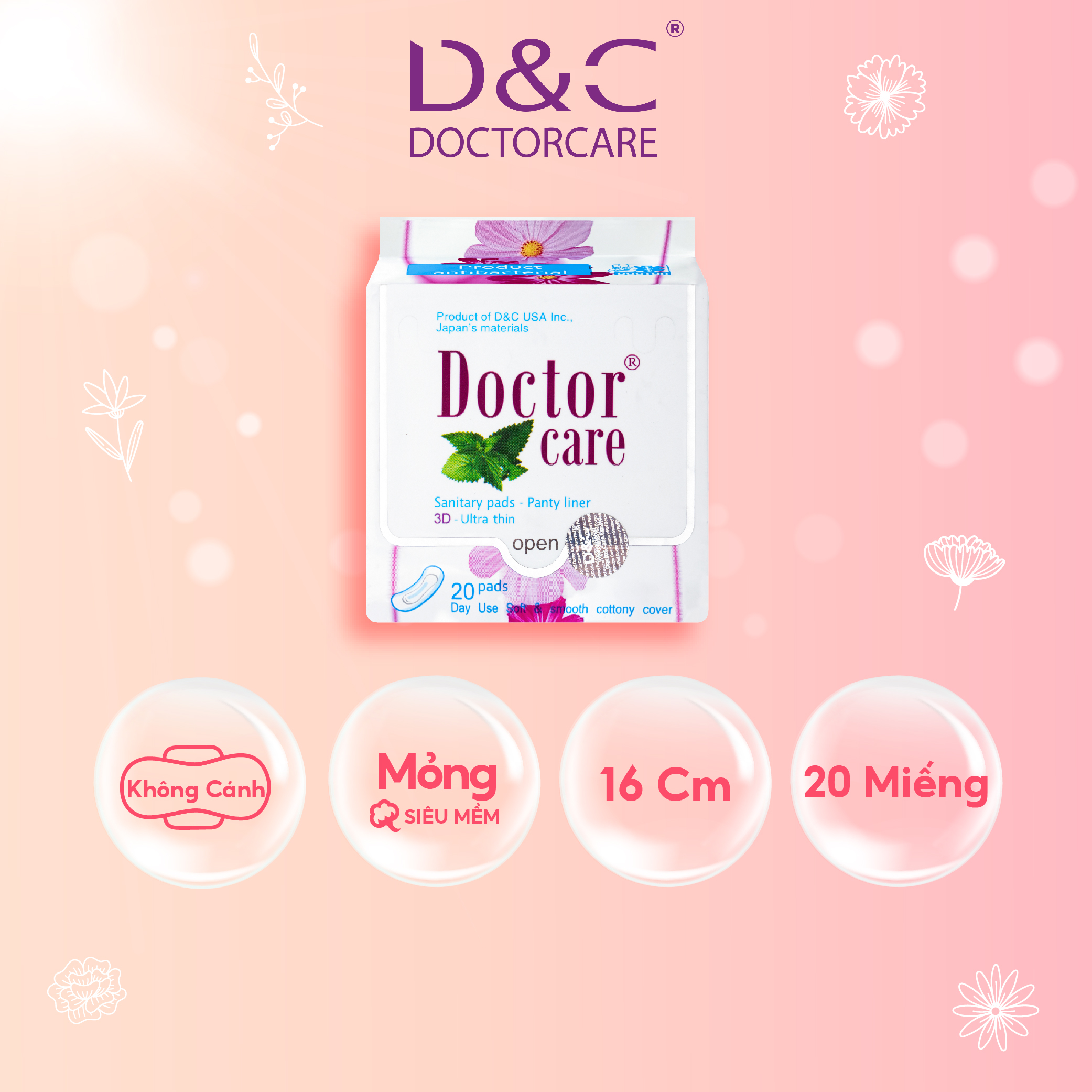 Băng vệ sinh hàng ngày thảo dược Doctor Care 16 cm 1 gói