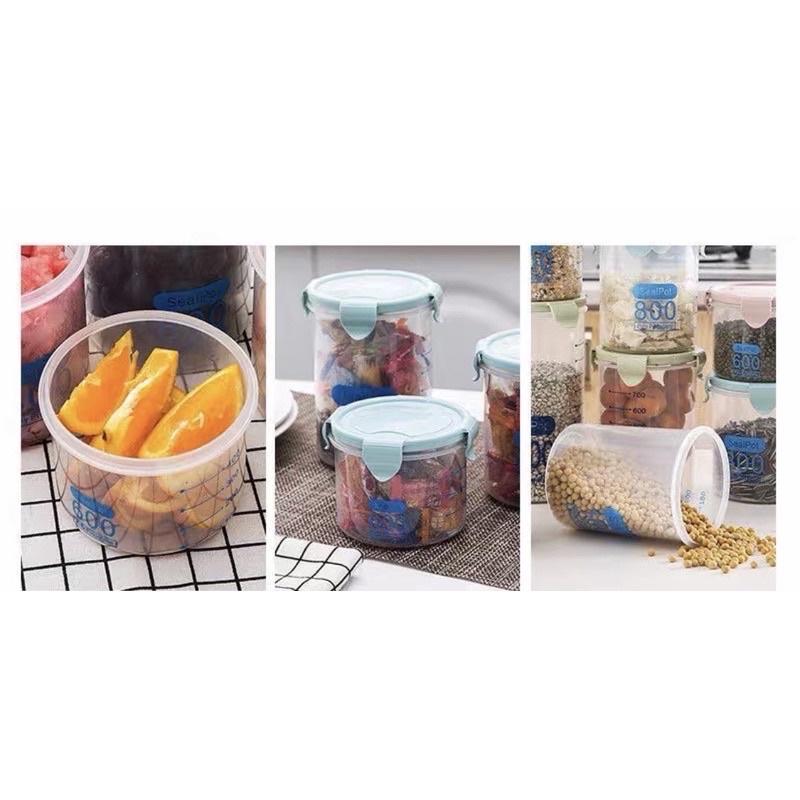 Set 3 hộp đựng thực phẩm, đựng hạt ngũ cốc, gia vị nắp kín, set gồm 3 hộp 600, 800, 1000ml, siêu tiện lợi
