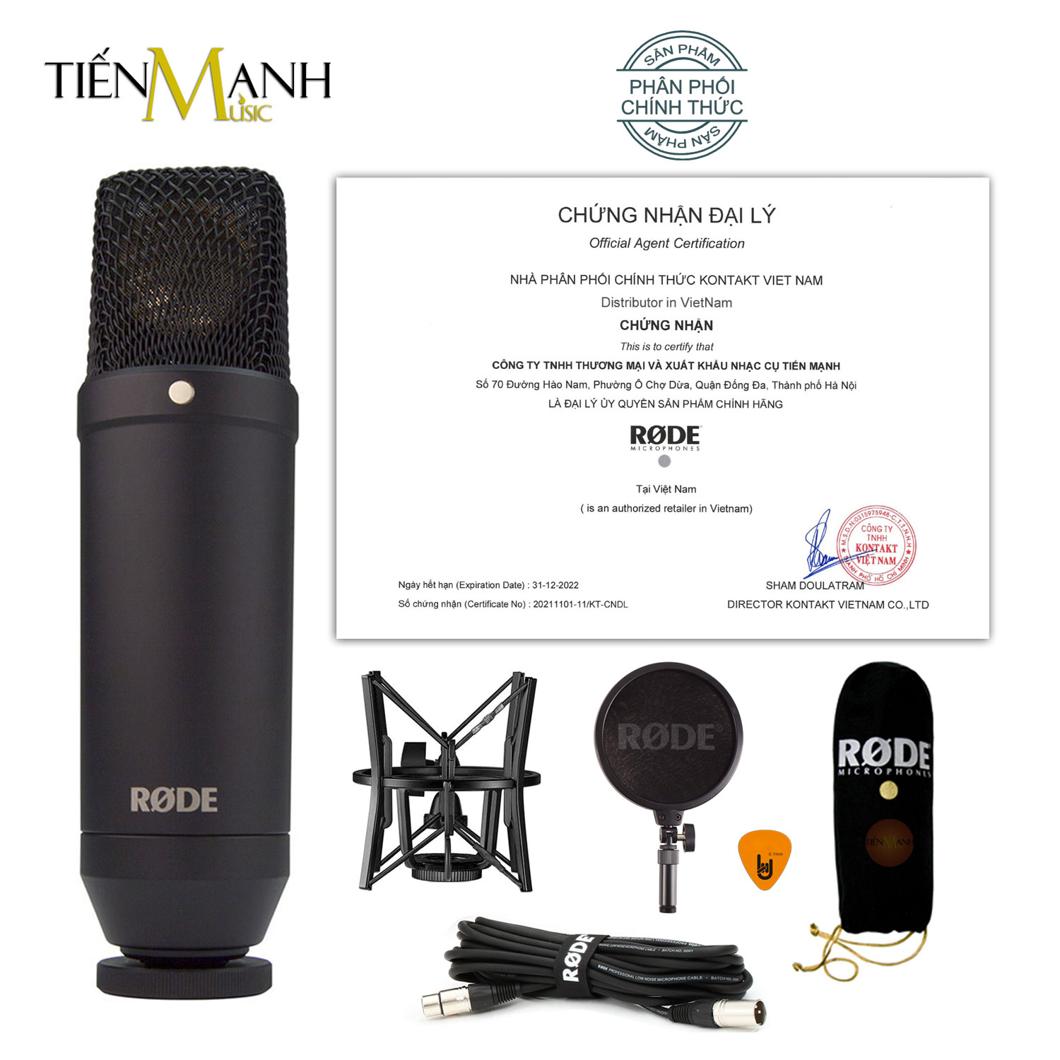 Micro Rode NT1 KIT - Mic Thu Âm Condenser Livestream Phòng Thu Studio Chuyên Nghiệp Microphone Cardioid NT1KIT Hàng Chính Hãng - Kèm Móng Gẩy DreamMaker