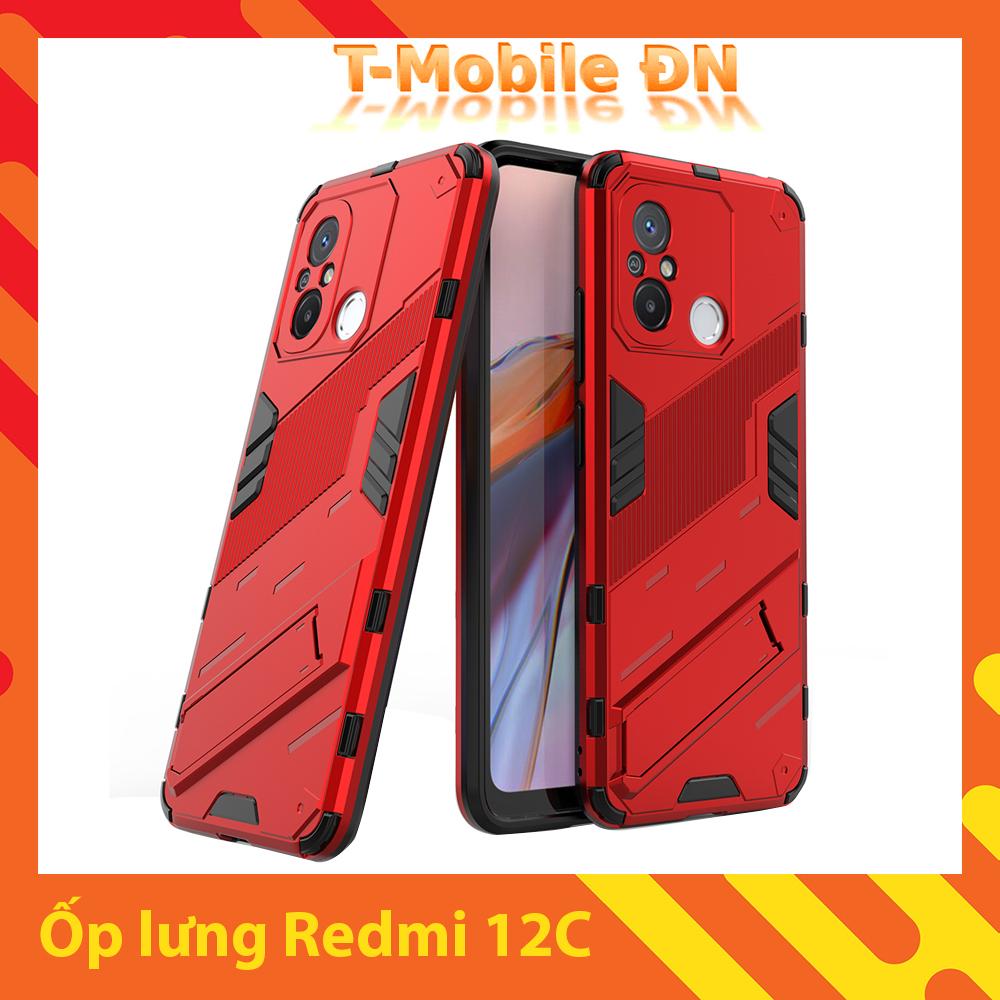 Ốp lưng cho Xiaomi Redmi 12C, Ốp chống sốc Iron Man PUNK cao cấp kèm giá đỡ cho Redmi 12C