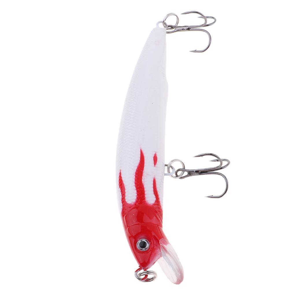 Premium Minnow Fishing Bait Hard Artificial Lure Crankbait Rigs with 2 Sharpe Anti-rust Treble Hooks