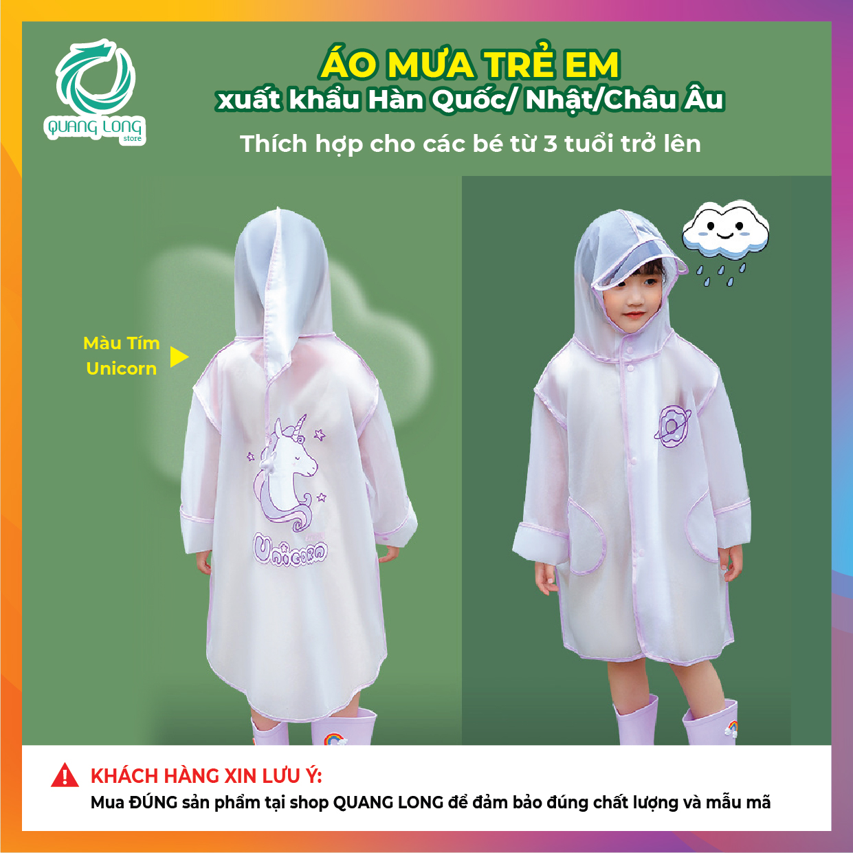 ÁO MƯA TRẺ EM CAO CẤP - COOL XANH DƯƠNG - HÀNG XUẤT KHẨU