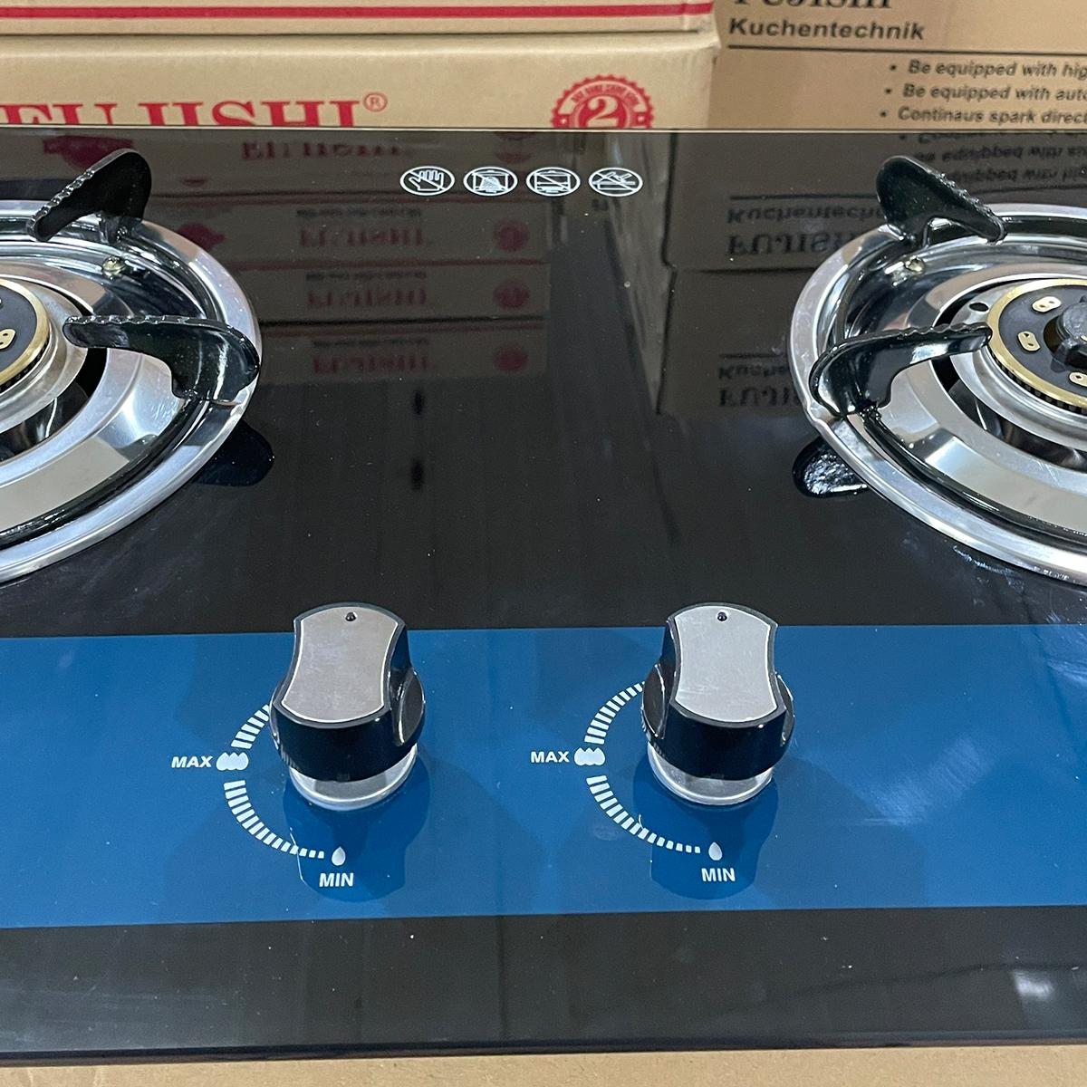 Bếp gas âm Fujishi FJ-804X - KÍNH XANH - Đánh lửa Magneto tự động, Chén đồng lửa xanh tiết kiệm gas - Hàng chính hãng