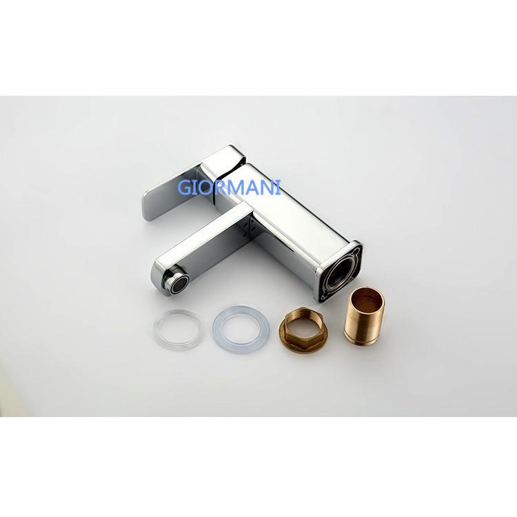 Vòi chậu rửa mặt nóng lạnh vuông SNL16 tặng đôi dây cấp inox