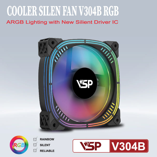 QUẠT TẢN NHIỆT V304B VỚI ĐÈN LED RGB SIÊU XỊN