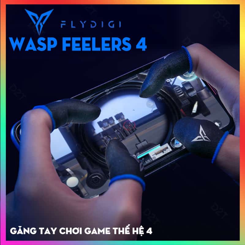 Bộ găng tay chơi game Flydigi Wasp Feelers 4 Sợi Ion Bạc cao cấp cảm ứng - bao tay chơi game PUBG, Liên quân, chống mồ hôi, cực nhạy, co giãn cực tốt - Hàng chính hãng