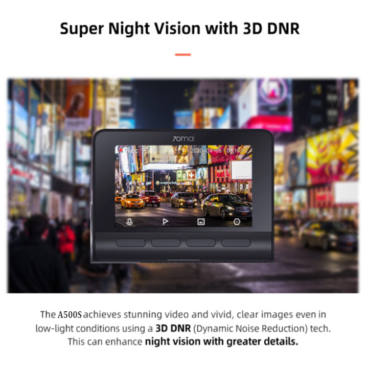 Bộ Camera hành trình ô tô Xiaomi 70mai, bản Quốc Tế cao cấp A500S - Hàng Nhập Khẩu