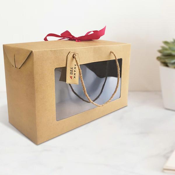 Hộp Xếp Kraft Quai Xách Kính - 32 x 18 x 10 cm - Linh Lan