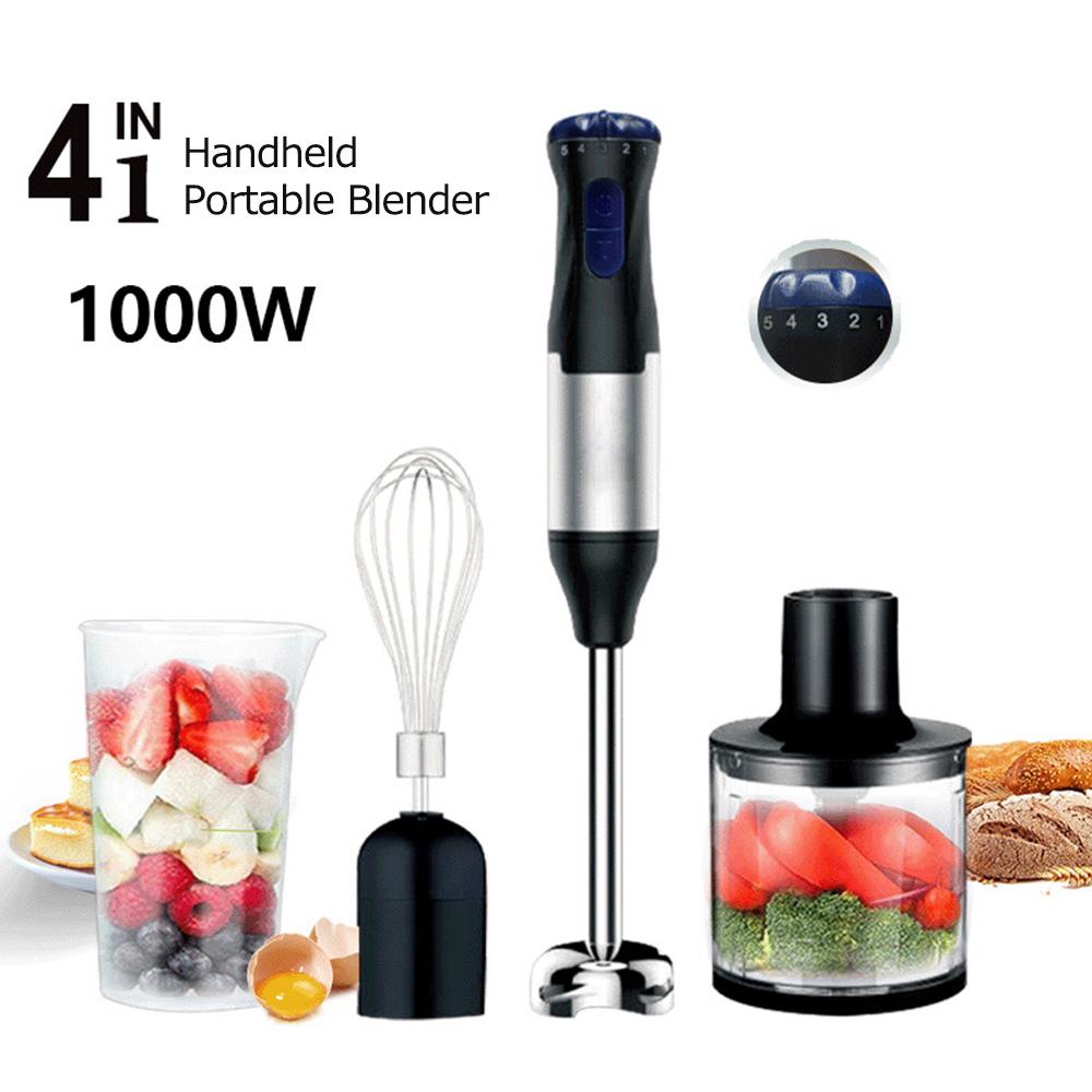 Blender Four Pieces Home 1000W Big Power Cooking Machine Handheld Whisk Crush Rod Grinding Cup Meat Grinder