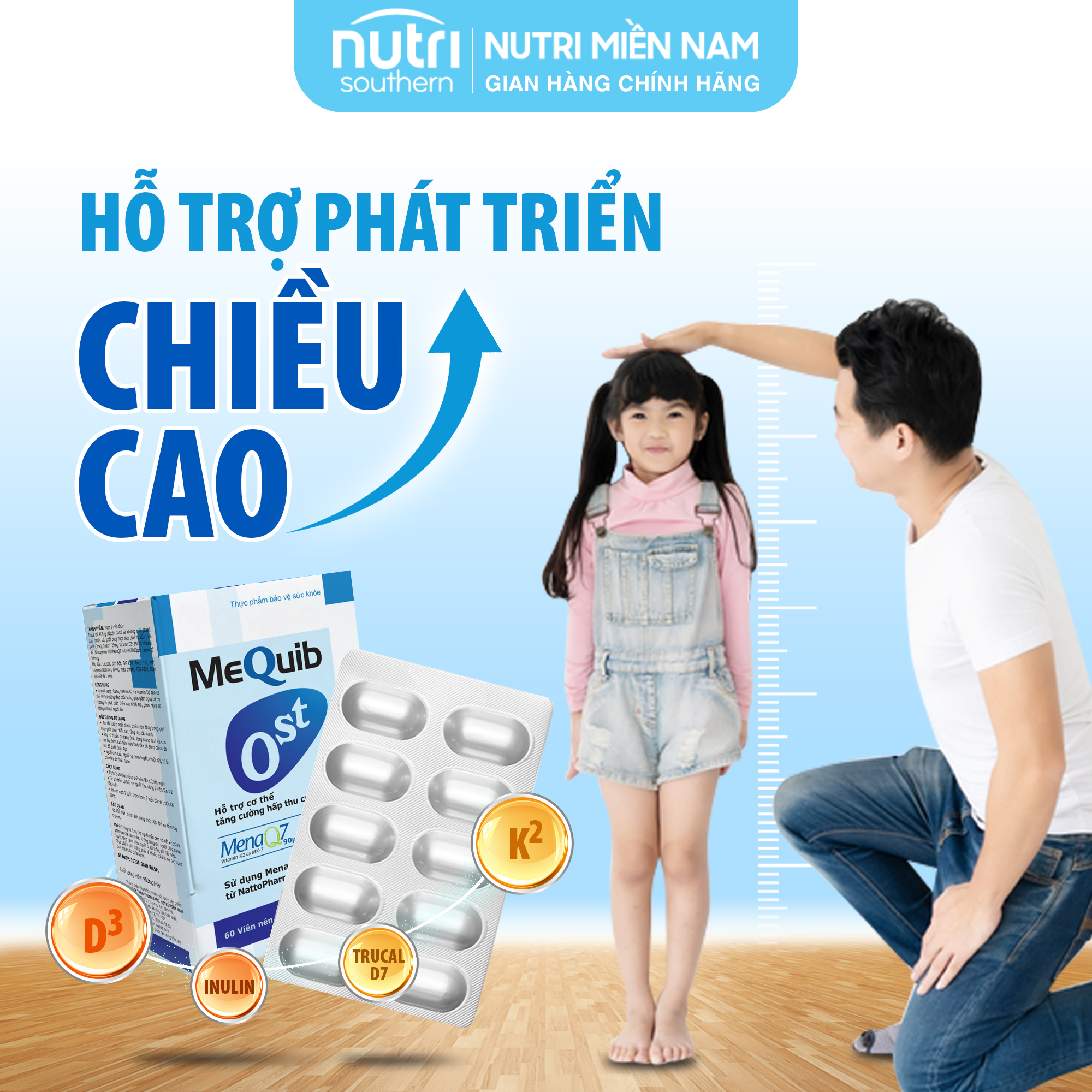 Vitamin D3 K2 MK7 MenaQ7 Và Canxi MEQUIB OST - Hỗ Trợ Tăng Cường Hấp Thu Canxi, Tăng Trưởng Chiều Cao và Phòng chống loãng xương