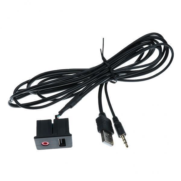 2X Car 2 in 1 USB AUX-In Input Extension Adapter Cable Radio Player Interface