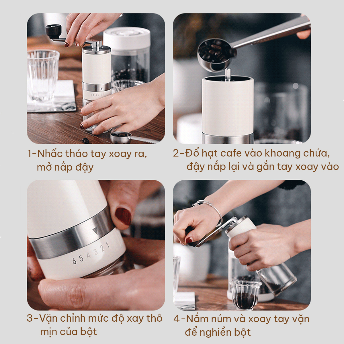 Máy xay cà phê mini cầm tay cao cấp | Cối xay hạt cafe bằng tay với lõi nghiền bằng gốm cao cấp bền bỉ | Dụng cụ xay cafe cầm tay