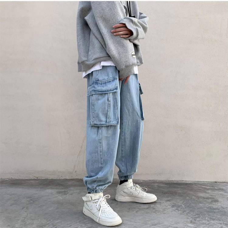 Quần Jogger Jean Túi Hộp Phong Cách Hiphop Dáng Rộng