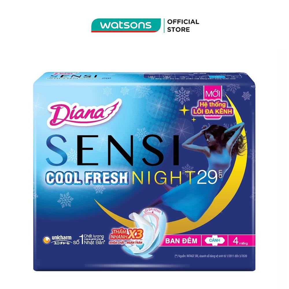 Băng Vệ Sinh Diana Sensi Cool Fresh Night Ban Đêm 29cm 4 Miếng