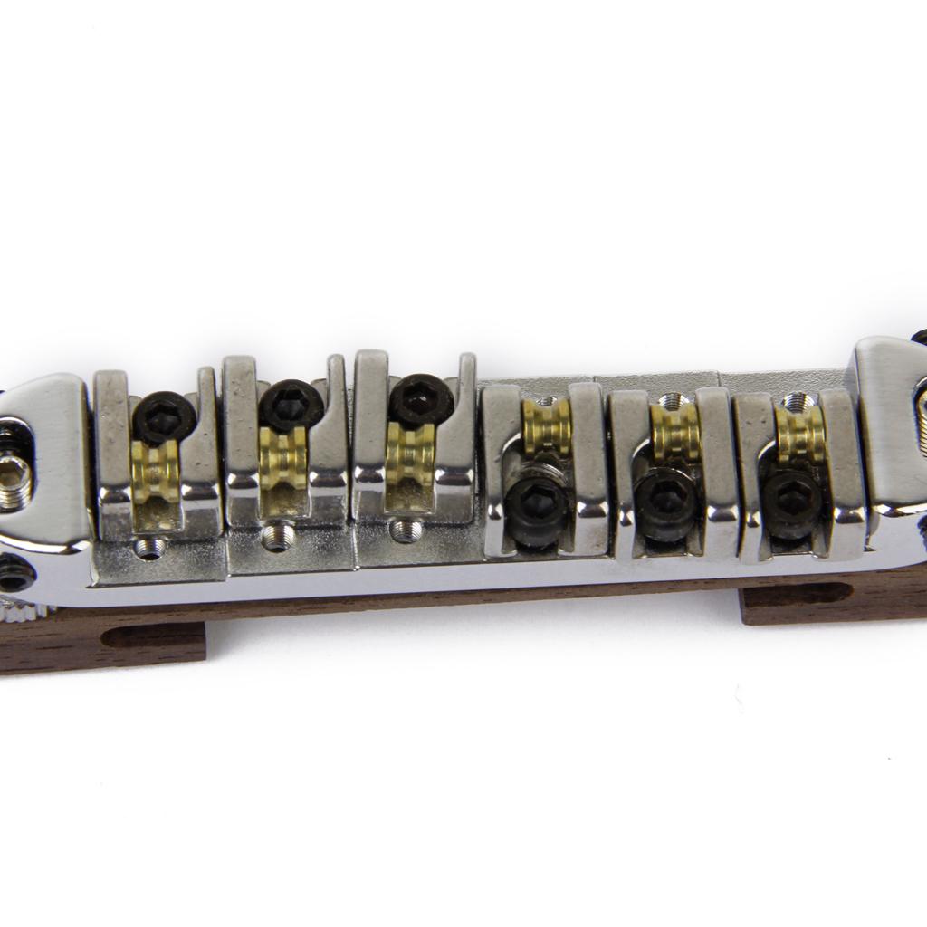 Chrome Plated Bridge Roller Saddles w Rosewood Base for Archtop Jazz Guitar