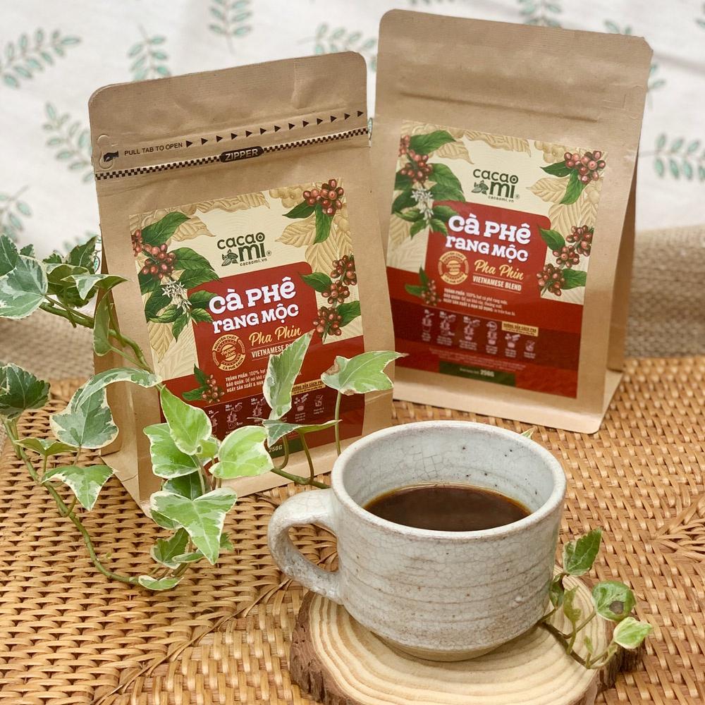 Cà phê nguyên chất rang mộc Blend Robusta và Arabica đậm đà thơm cafe pha phin ngon Cacao Mi 15g-250g