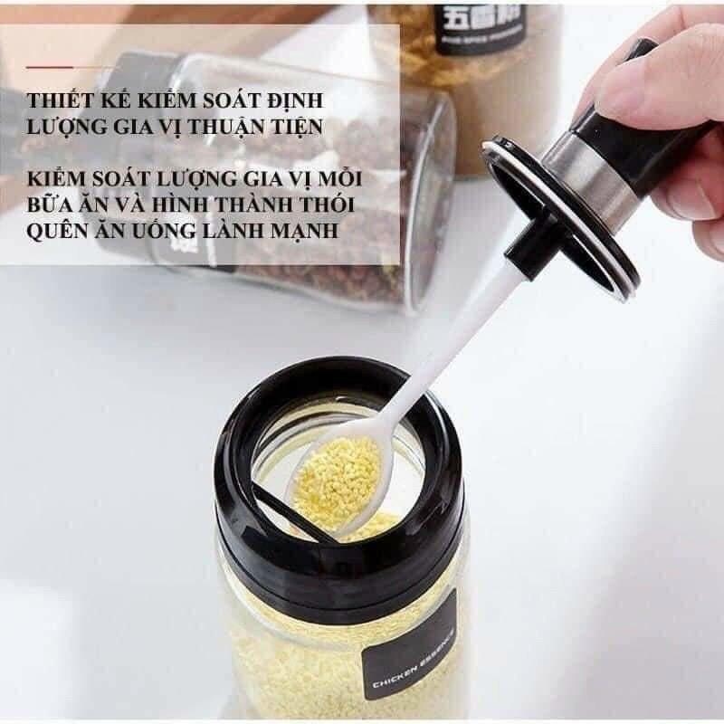 SALE️️ Lọ Đựng Gia Vị, Hũ Đựng Gia Vị Kèm Muỗng Mẫu Mới 2021