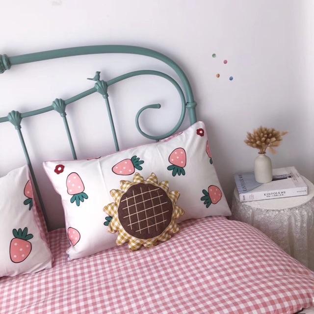 Set Cotton Living Trái Dâu Hàng Nhập Khẩu Cao Cấp 4 Món Mẫu Mới 2020