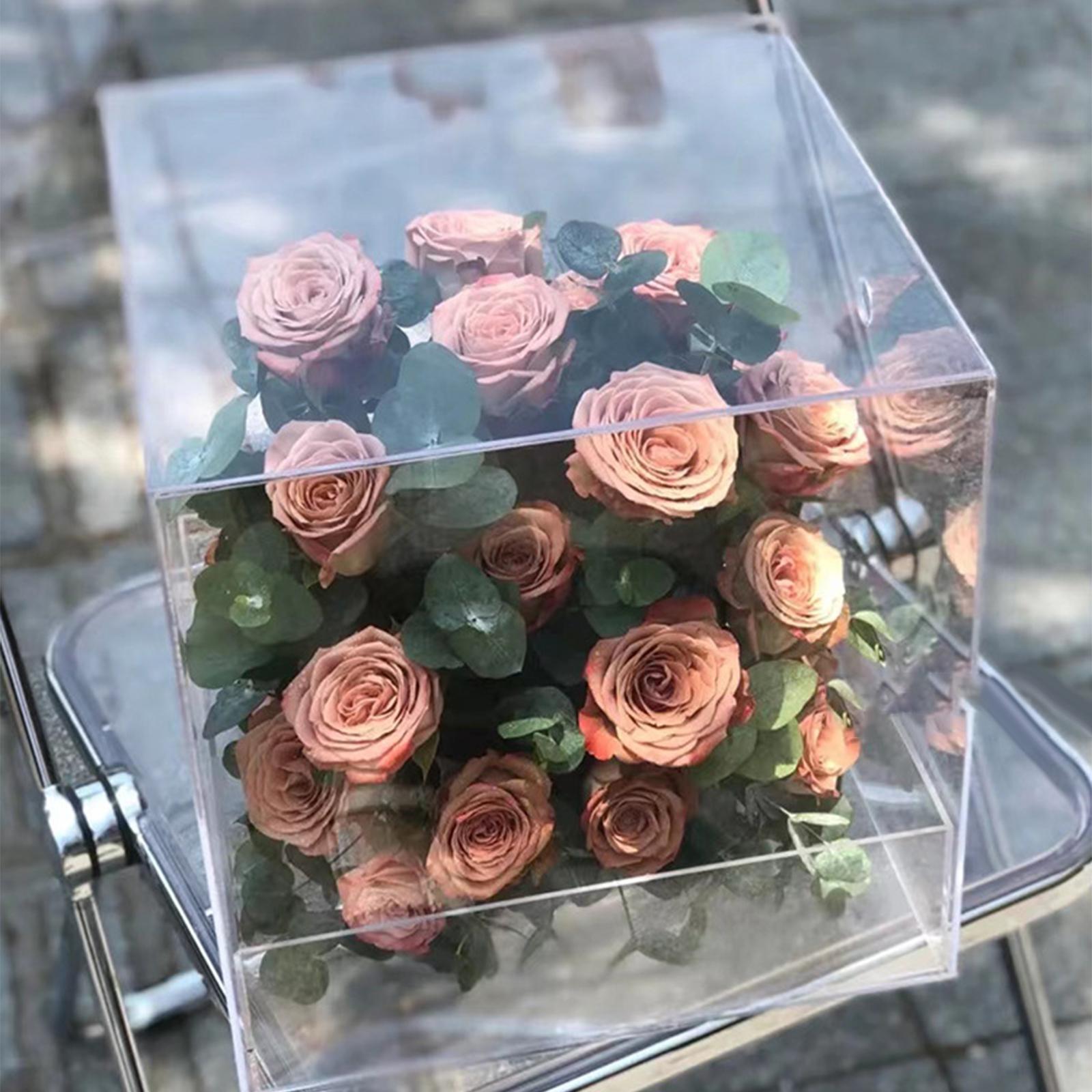 Acrylic Flower Box Wedding , Rose Floral Box Empty