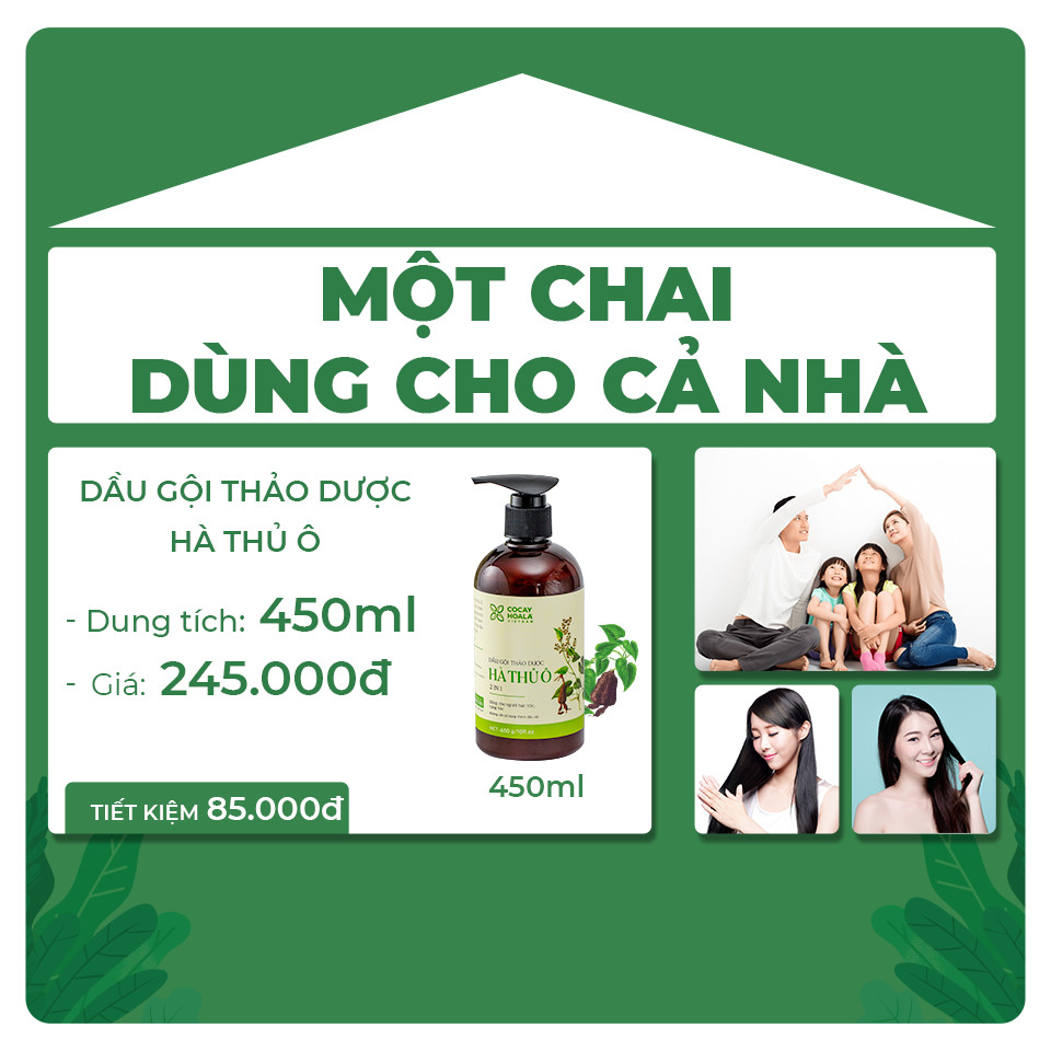 Dầu Gội Hà Thủ Ô 2in1 Dành Riêng Cho TÓC BẠC Và RỤNG TÓC Cocayhoala Chai Lớn 450g Tiết Kiệm Hơn 1,5 lần