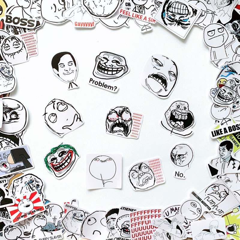Bộ 20 Sticker Chủ Đề Troll Face Meme Hình Dán Chống Nước Decal Chất Lượng Cao Trang Trí Va Li Du Lịch, Xe Đạp, Xe Máy, Laptop, Nón Bảo Hiểm, Máy Tính Học Sinh, Tủ Quần Áo, Nắp Lưng Điện Thoại
