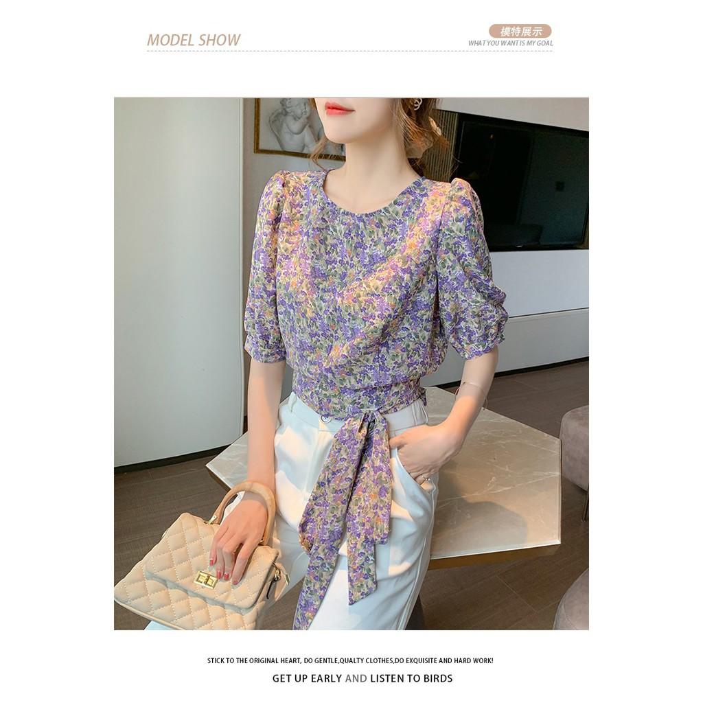 ÁO HOA CROPTOP THẮT NƠ XINH XẮN_CÓ 2 MÀU