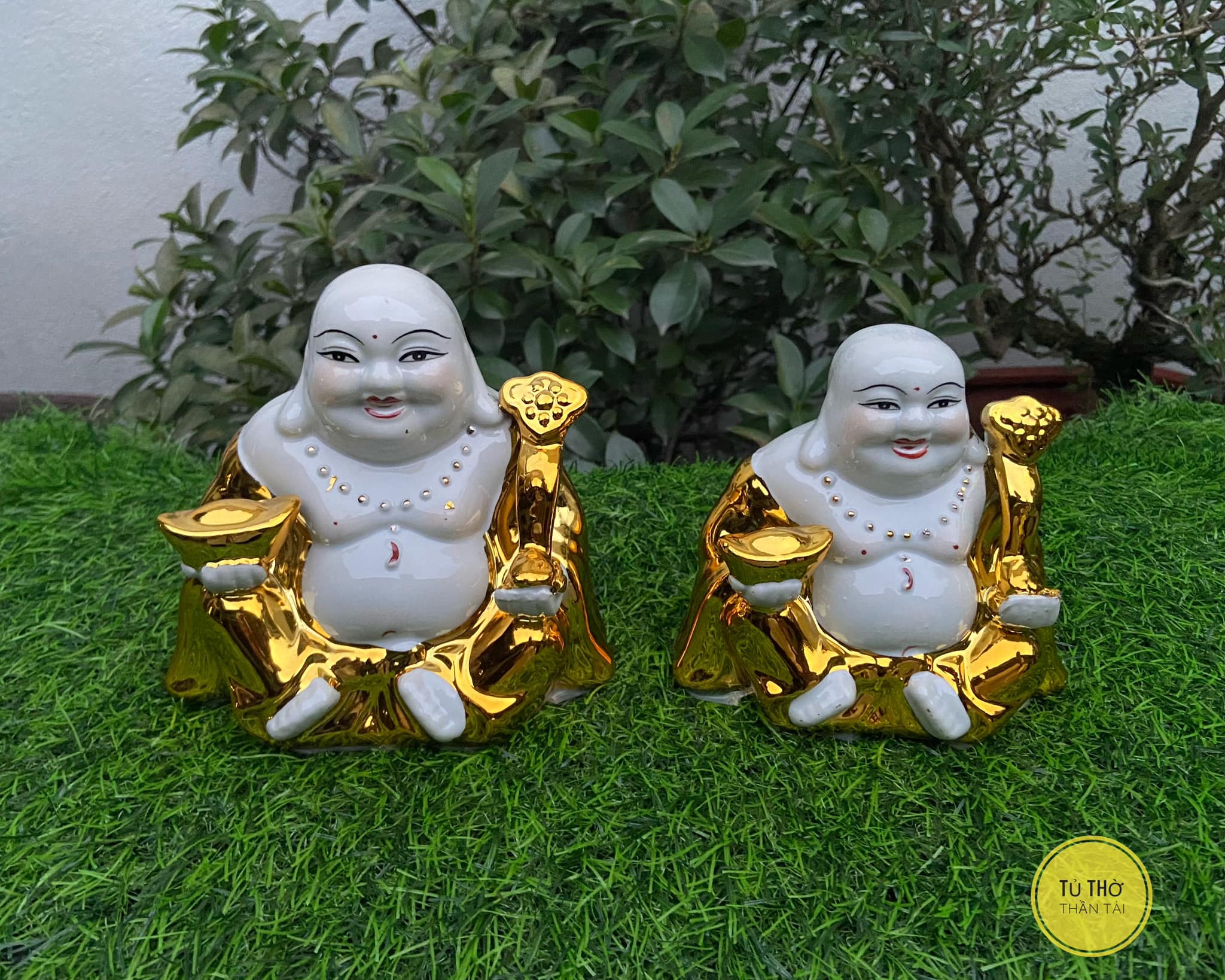 Tượng Phật Di Lạc Gốm Sứ - Kim Sa Dát Vàng