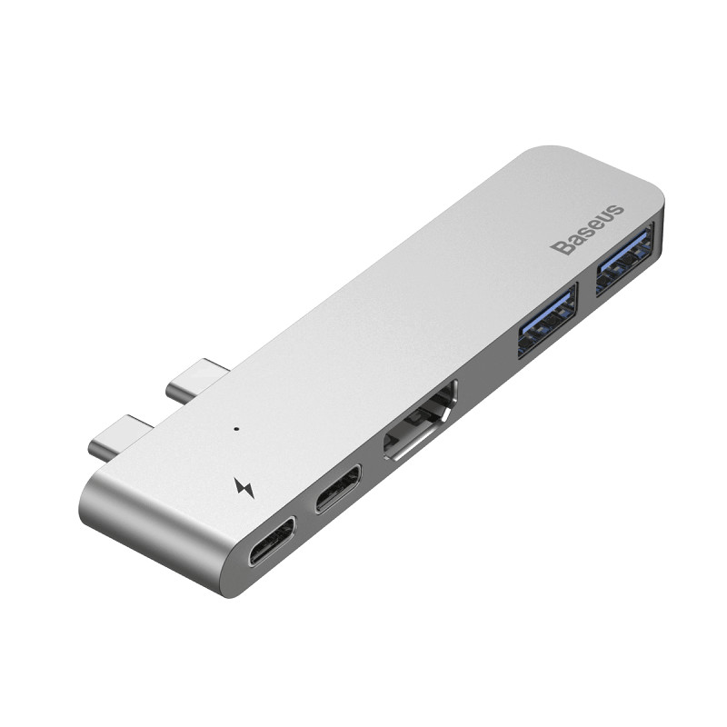 Bộ chuyển đổi Baseus Dual Type C  ra USB3.0/HDMI/Type-C - Hàng chính hãng (Gray)