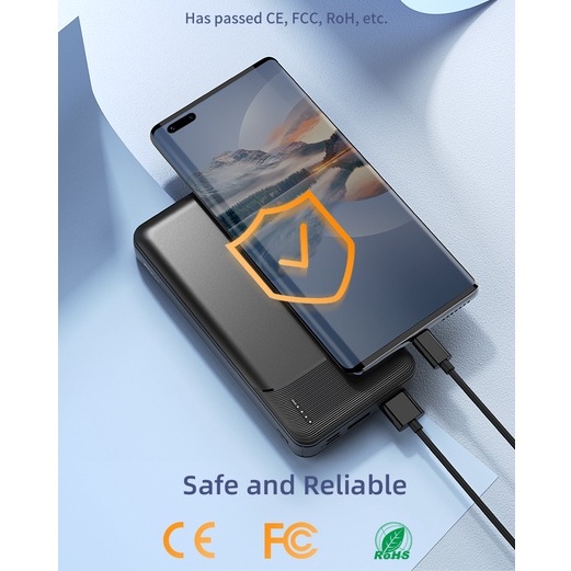 Pin sạc dự phòng Rockspace P200 20000mAh sạc nhanh 2 cổng USB Micro Type C - Hàng chính hãng