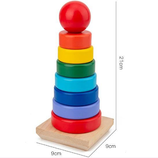 Đồ Chơi Gỗ Tháp Chồng 7 Màu Loại To 21cm