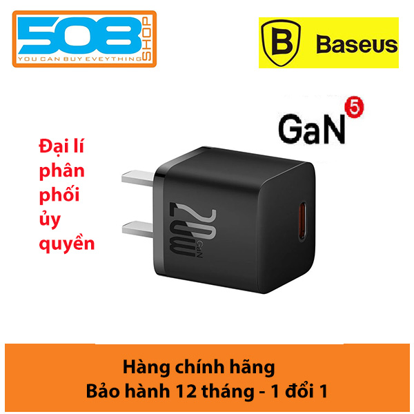 Bộ sạc nhanh GaN5 20W, siêu nhỏ gọn Baseus GaN5 Fast Charger 1C 20W - Hàng chính hãng