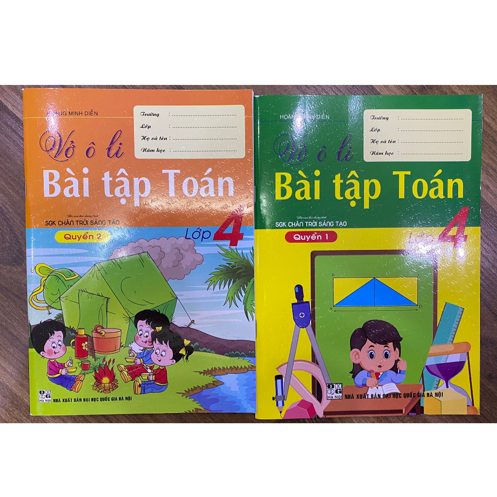 Sách - Combo Vở Ô Li Bài Tập Toán Lớp 4 - Quyển 1 + 2
