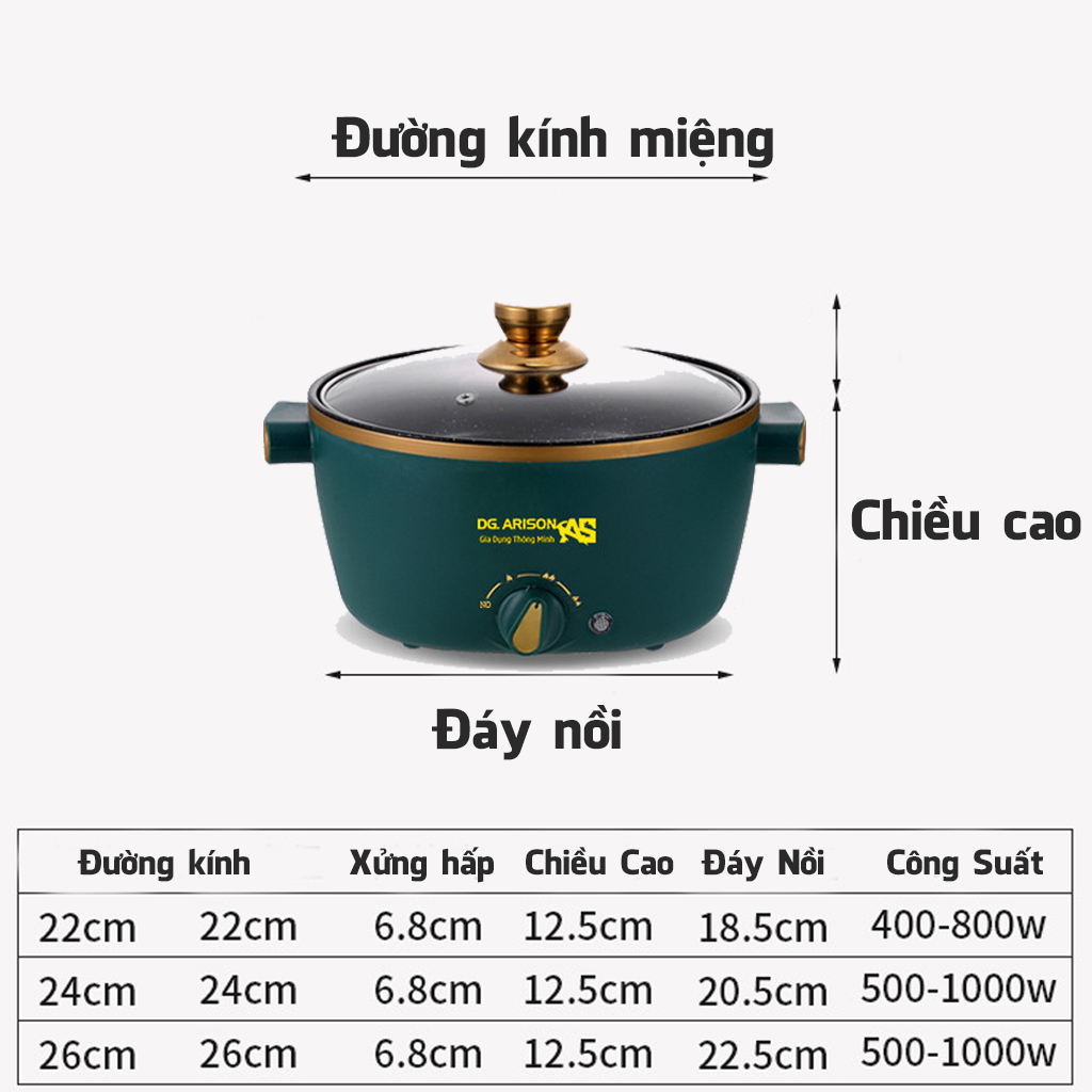 Nồi Điện Mini Đa Năng ARISON NL-09 Thiết Kế Có Lớp Chống Dính Công Suất Đến 1000W - Hàng Chính Hãng