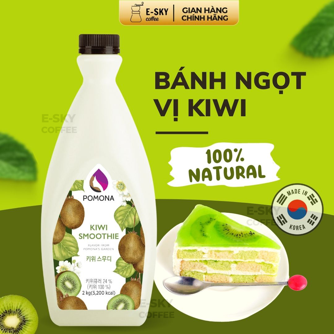 Mứt Pha Chế Trái Cây Thật Pomona Fruit Smoothie Nguyên Liệu Pha Chế Hàn Quốc Chai 2kg