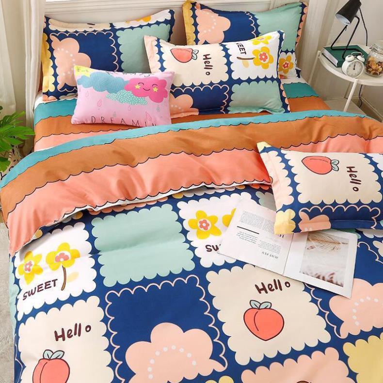 Bộ chăn ga gối cotton poly - mẫu cô gái hello