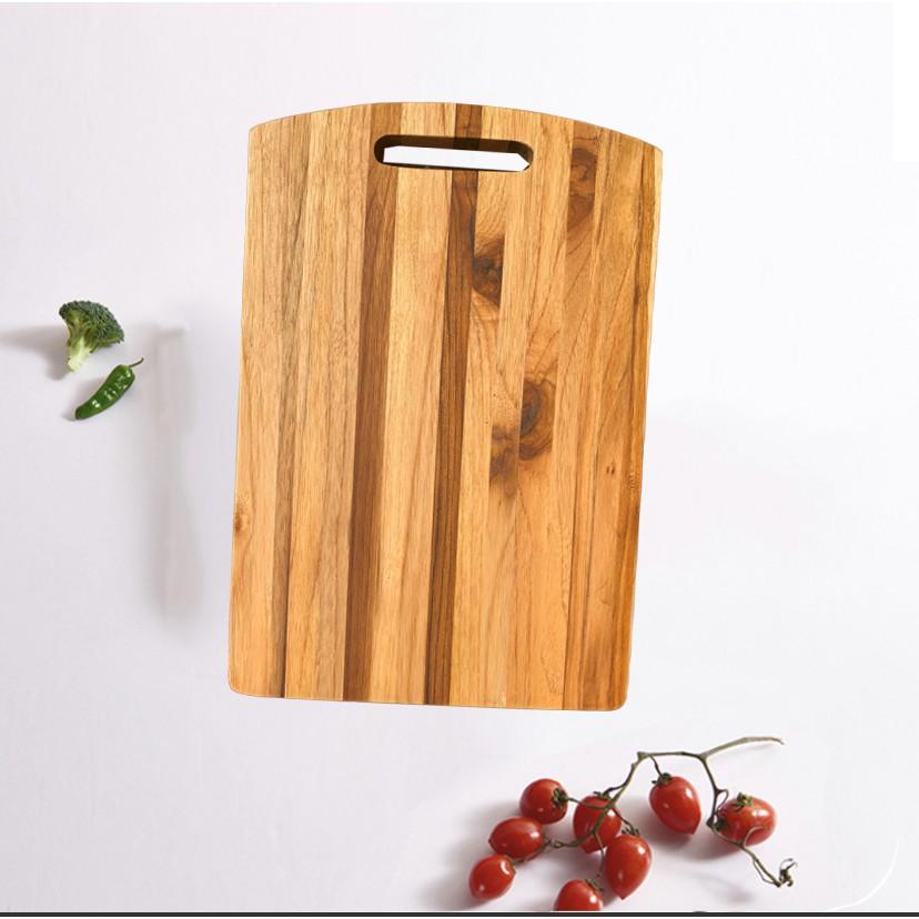Thớt gỗ Teak cao cấp Thớt Gỗ Cắt Thái Chặt Hoặc Trang Trí Thức Ăn Kích Thước 380x210x18 mm