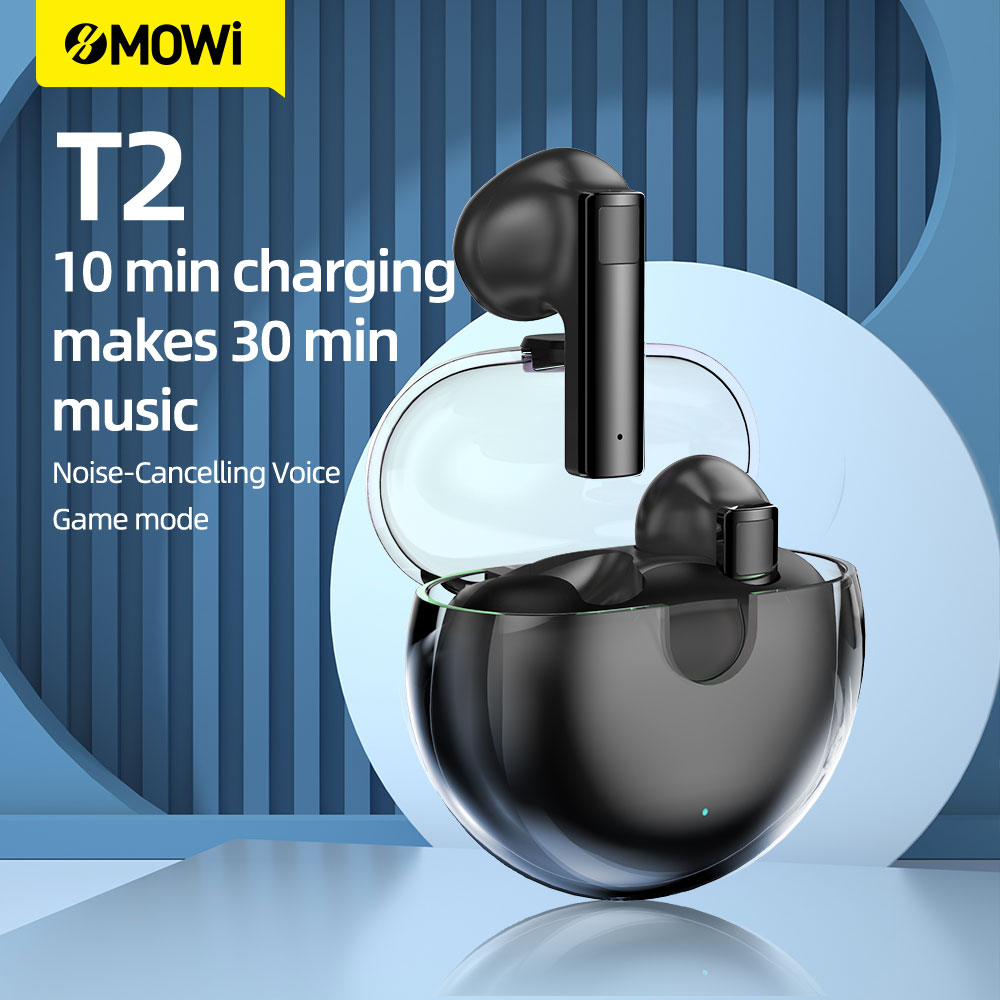 Tai nghe true wireless earbuds Plextone xMowi T2 - Điều khiển cảm ứng - Sạc Type C - Âm bass mạnh mẽ - Pin trâu - Mic khử ồn - Độ trễ thấp - Thiết kế đẹp - Hàng Chính Hãng