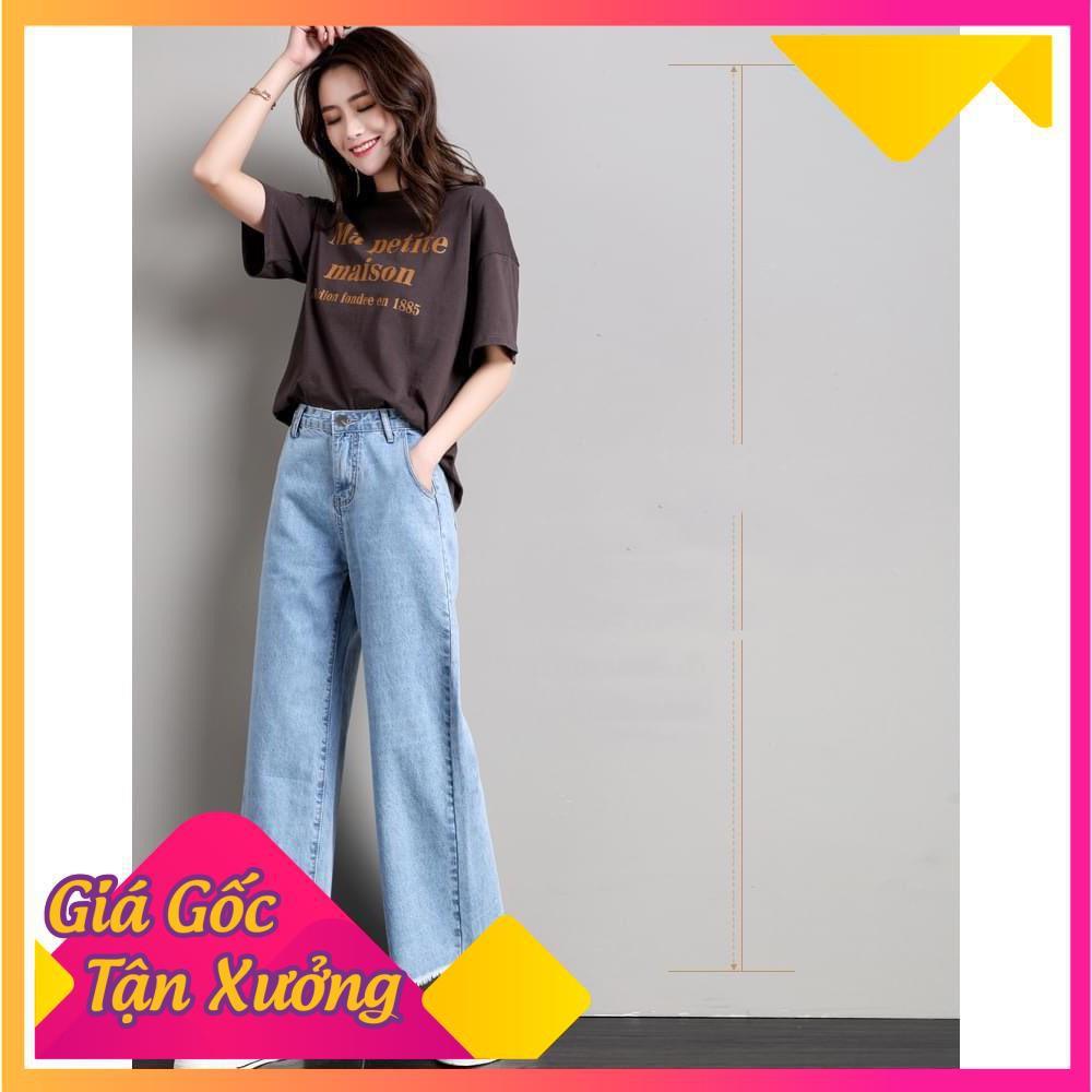 QUẦN CULLOTES BÒ ỐNG RỘNG RÁCH GẤU CÁ TÍNH NĂNG ĐỘNG THỜI TRANG SỚ BÒ RÁCH GẤU JEAN 963