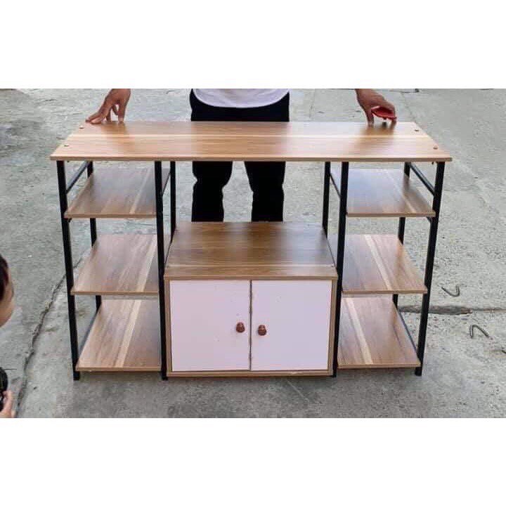 Kệ lò vi sóng đôi, tủ bếp để lò nướng đa năng hiện đại khung sắt sơn tĩnh điện, gỗ MDF phủ Melamine TAGO33