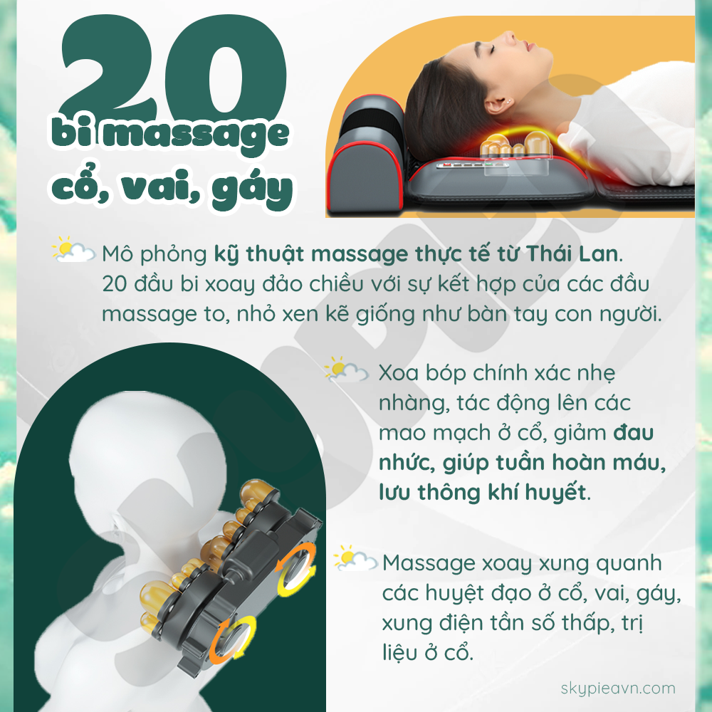 Đệm Massage Toàn Thân Hồng Ngoại - Chất Liệu Da Cao Cấp - Phiên Bản 2021 - Tích Hợp Nhiều Tính Năng Massage - Đệm Mát Xa Toàn Thân