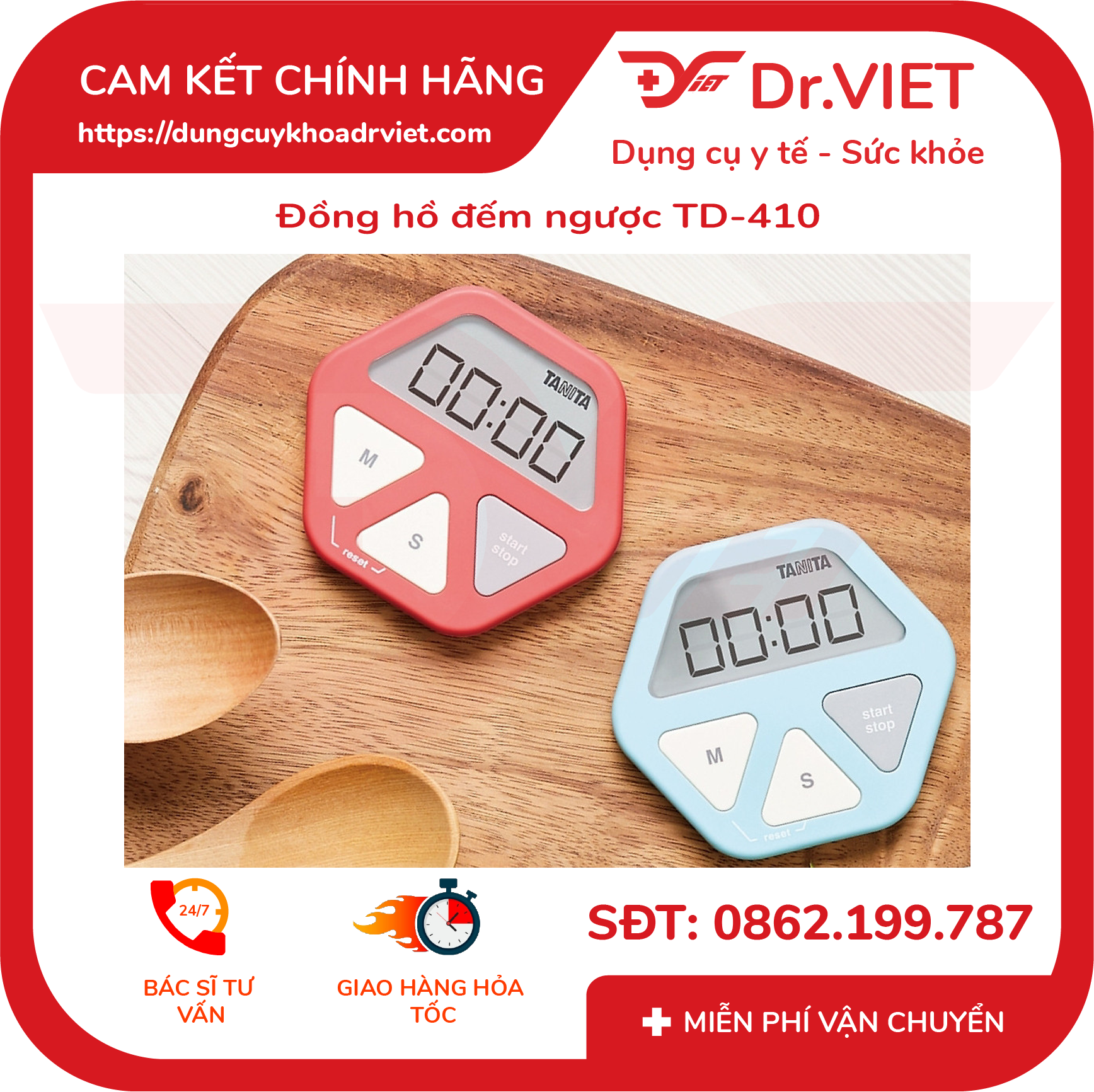 Đồng hồ đếm ngược TD-410 (dùng trong nấu ăn, học tập, tính thời gian trong salon tóc hay các cuộc thi) Lucass - Dr Viet