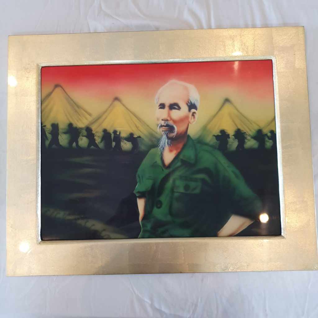 Tranh sơn mài Bác Hồ hàng quân size 30x40 cm