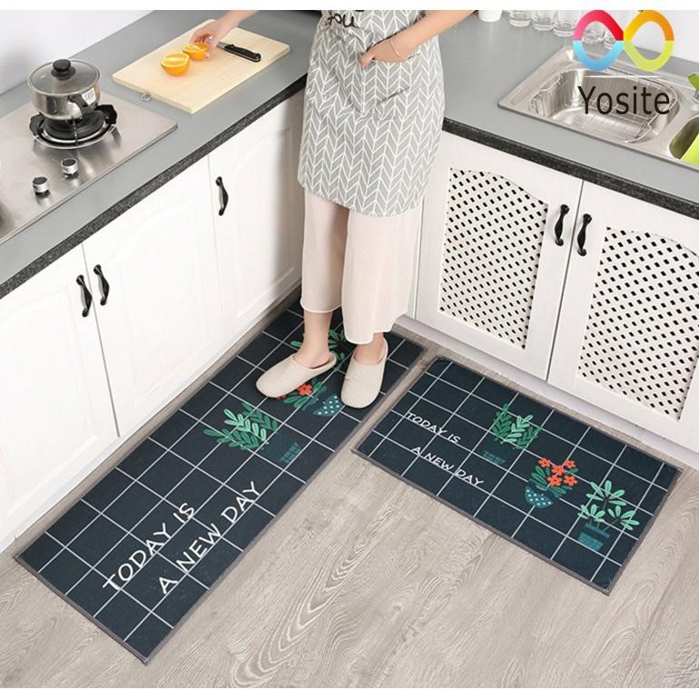 Set 2 Thảm Bếp 3D Chống Trượt, Thấm Hút Cao Cấp Trang Trí Bếp Siêu Yêu