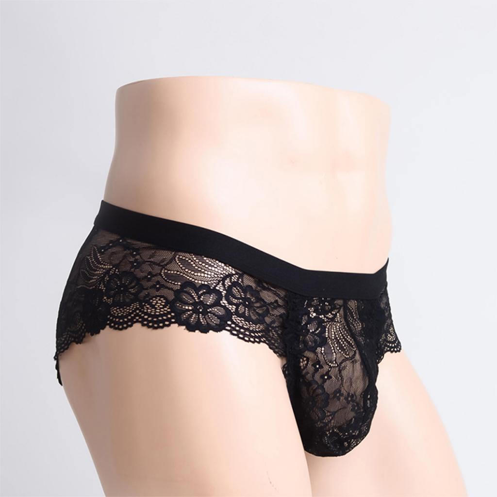 Prettyia 2 Pieces Sexy Men sheer Lace See Through Panties Briefs Underwear