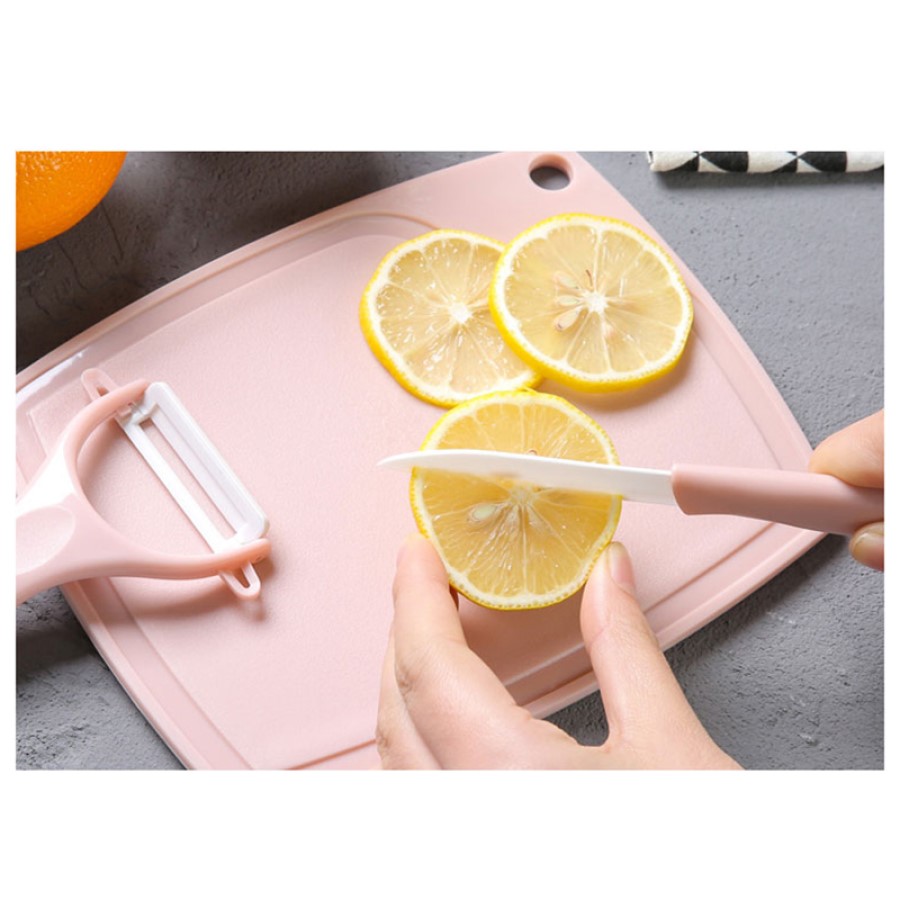 Bộ Dao nạo củ quả lưỡi xoay + Dao sứ Hàn Quốc MKF017 - Hàng Chính Hãng